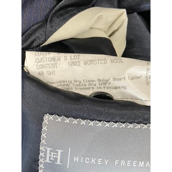 HICKEY FREEMAN Men's Navy Short Striped Two-Button Worsted Wool Suit Jacket SZ40 - Picture 12 of 12